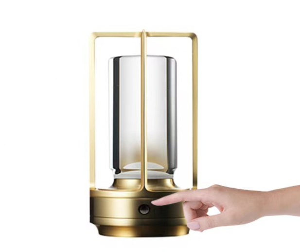 "Vintage Aluminum Table Lamp with LED Dining Table Ambience Light, USB Charging, Touch Control, Decorative Bar and Camping Night Light"